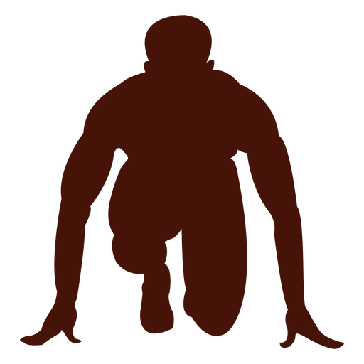 Athlete running start position silhouette
