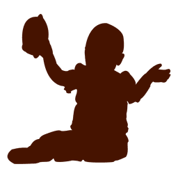 Baby sitting and playing with toy silhouette PNG Design