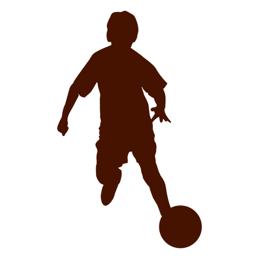 Menino jogando futebol com silhueta de bola Desenho PNG