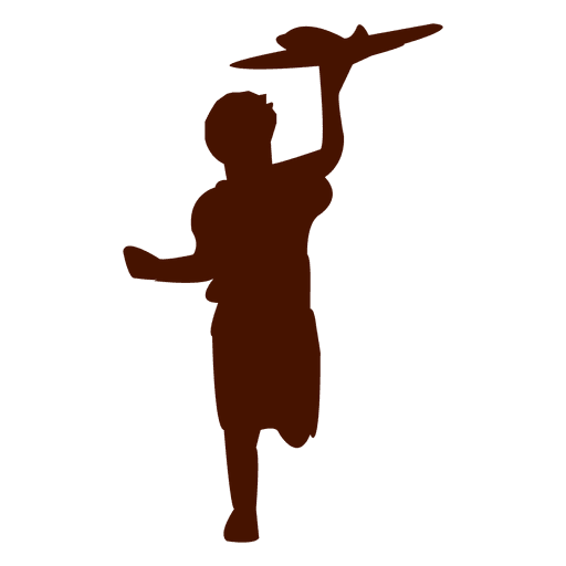 Download Child playing with plane silhouette - Transparent PNG ...