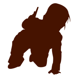 Criança brincando com silhueta de joelhos Desenho PNG