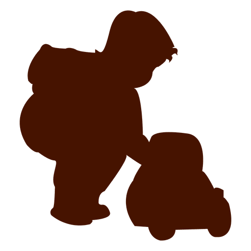 Child playing with a toy silhouette
