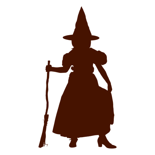 Silhueta de fantasia de bruxa criança de Halloween Desenho PNG