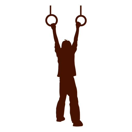 Boy hanging rings silhouette