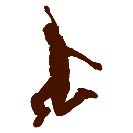 Kid jumping with opened arms silhouette PNG Design
