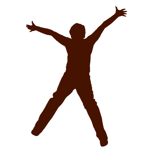 Silhueta de menino adolescente pulando de braços abertos Desenho PNG