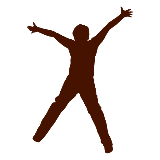 Teen boy jumping with open arms silhouette - Transparent ...