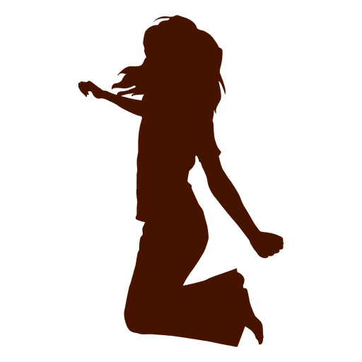 Teen girl jumping high silhouette