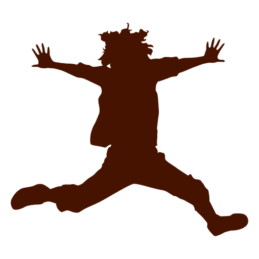 Teenager enegetic jump silhouette PNG Design