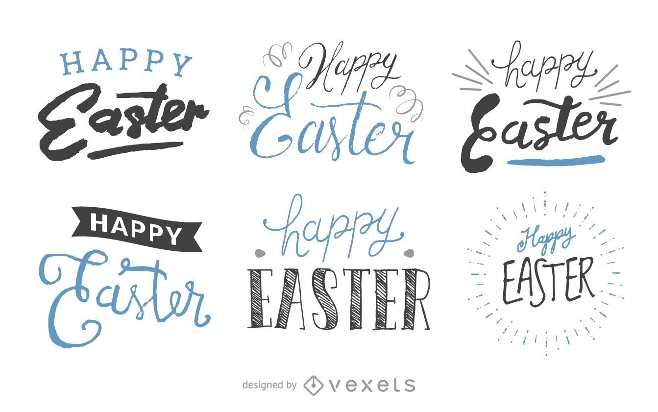 Set of handwritten Easter labels