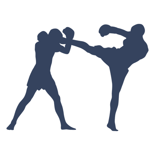 Kickboxing-Kampfkampf-Blauschattenbild PNG-Design