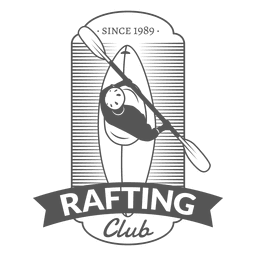 Insignia de etiqueta hipster de rafting en canoa Diseño PNG