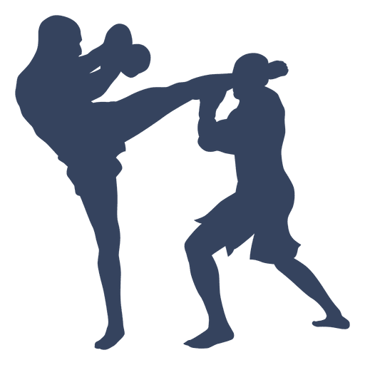 Luta de kickboxing de boxe de silhueta