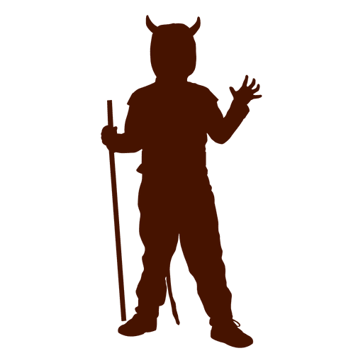 Silueta de disfraz de diablo ni?o Diseño PNG