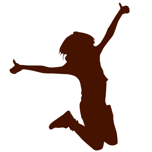 Kind springen Silhouette mit Daumen nach oben PNG-Design