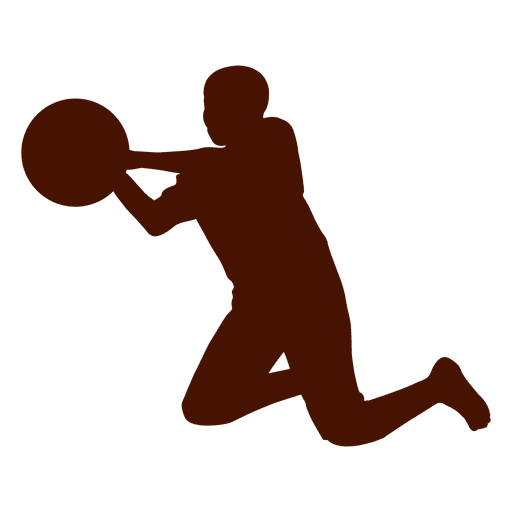 Child playing basketball jumping silhouette PNG Design