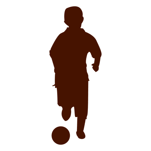 Niño jugando al fútbol con silueta de pelota Diseño PNG