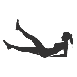 Fitness woman silhouette lifting legs in gray PNG Design