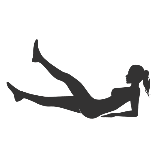 Fitness-Frauenschattenbild das Beine in Grau anhebt PNG-Design