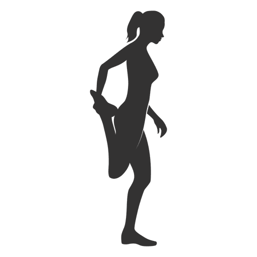 Fitness woman silhouette stretching legs
