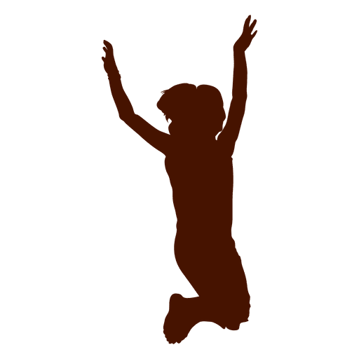 Menina pulando silhueta vermelha