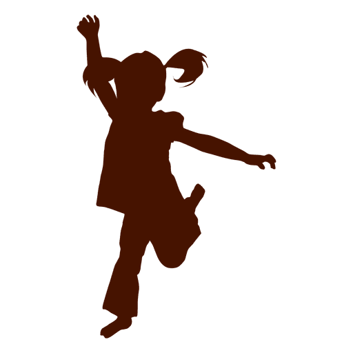 Girl playing and running silhouette