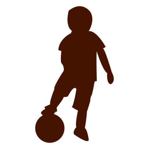 Kid playing ball foot silhouette