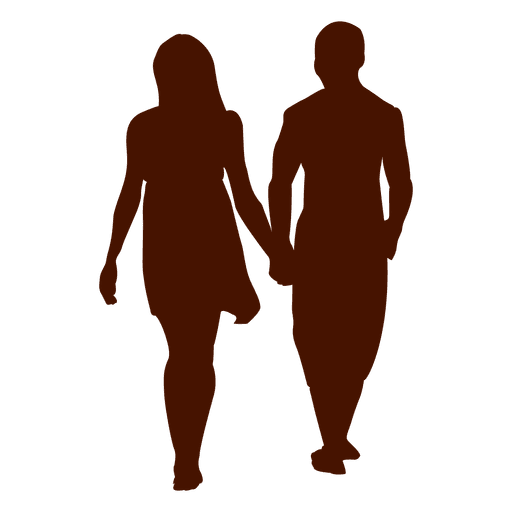Couple family romantic walk silhouette - Transparent PNG & SVG vector file