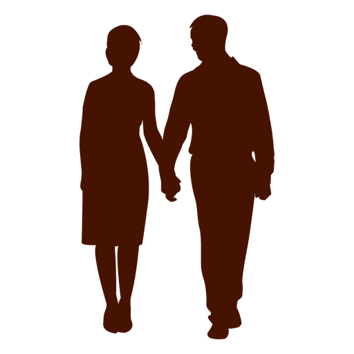 Couple family waling silhouette