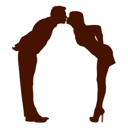 Couple family kiss silhouette in red PNG Design