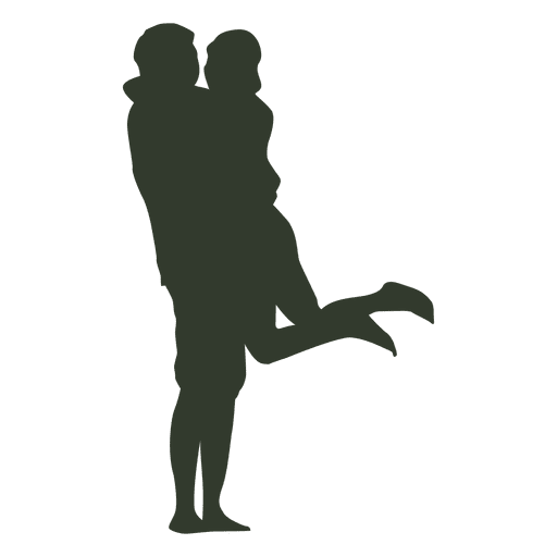 Couple huging silhouette PNG Design