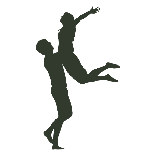 Couple huging silhouette rising PNG Design