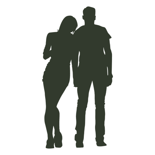 Couple huging silhouette young