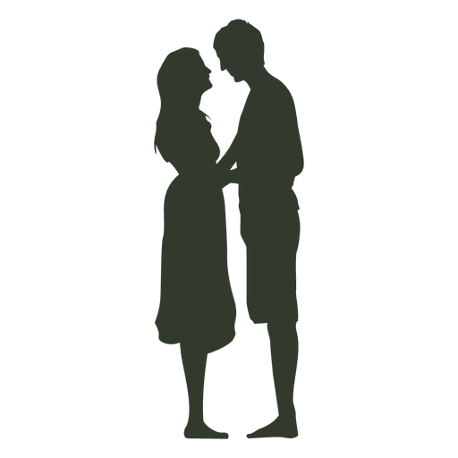 Couple kissing silhouette adults