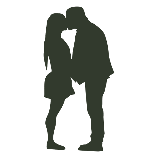 Couple kissing silhouette fat guy