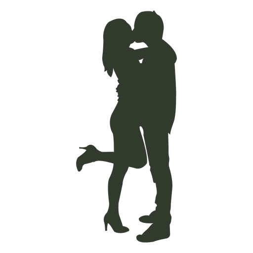 Couple kissing silhouette hihills