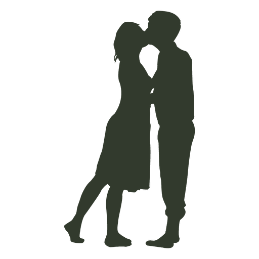 Couple kissing silhouette passionate