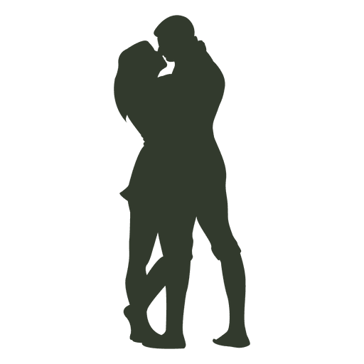 Casal se beijando silhueta apaixonada