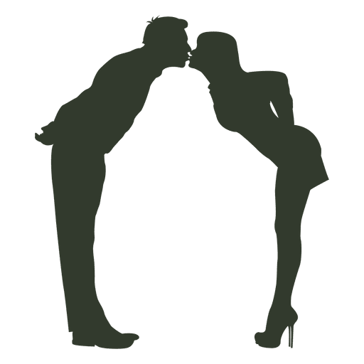 Couple kissing silhouette standing PNG Design