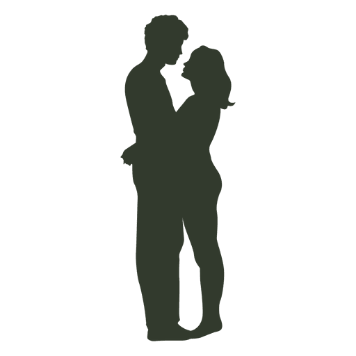 Couple kissing silhouette young PNG Design