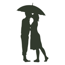 Pareja besar paraguas silueta Diseño PNG