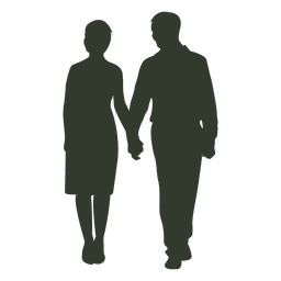 Pareja caminando silueta casual Diseño PNG