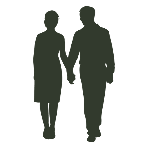 Couple walking silhouette casual PNG Design