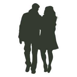 Couple walking silhouette winter PNG Design