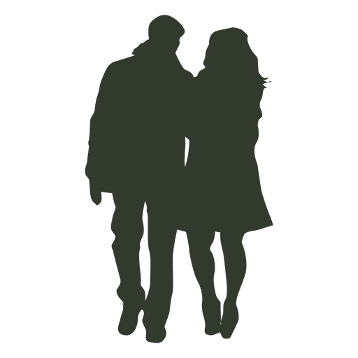 Couple walking silhouette winter PNG Design