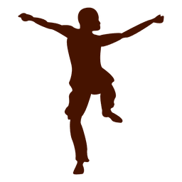 Hombre bailando con sus brazos arriba silueta