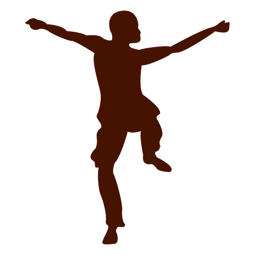 Hombre bailando con sus brazos arriba silueta