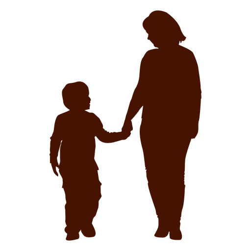 Mom holding kid family silhouette