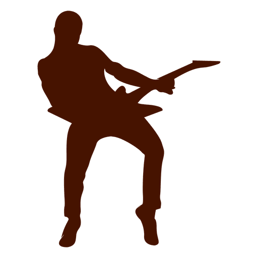 Guitarist with electric guitar silhouette PNG Design
