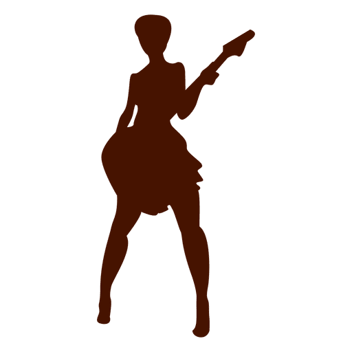 Silhueta de mulher violão musical Desenho PNG